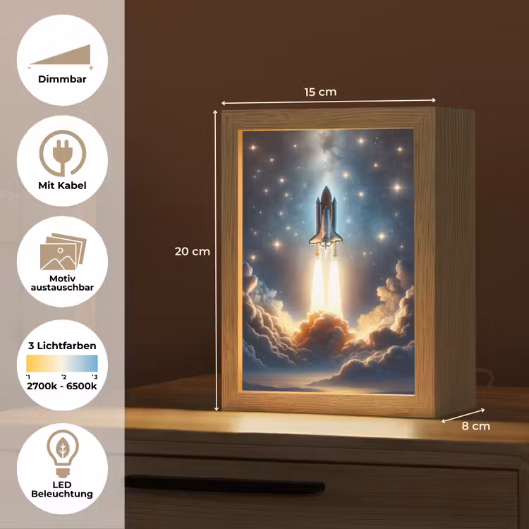 Ruimtevaart - Raket - Space - Sterren Light Box met kabel (Kinderlampje) klein -USP_websiteoverzichtDE