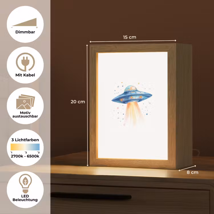 Ruimte - Ufo - Sterren Light Box met kabel (Kinderlampje) klein -USP_websiteoverzichtDE