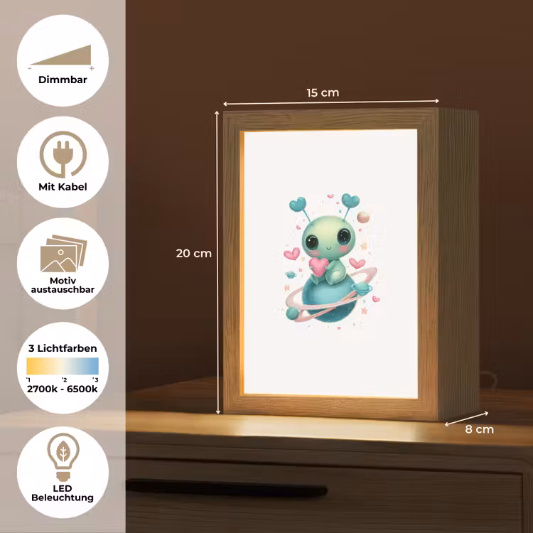 Ruimte - Wezen - Hartjes - Planeet Light Box met kabel (Kinderlampje) klein -USP_websiteoverzichtDE
