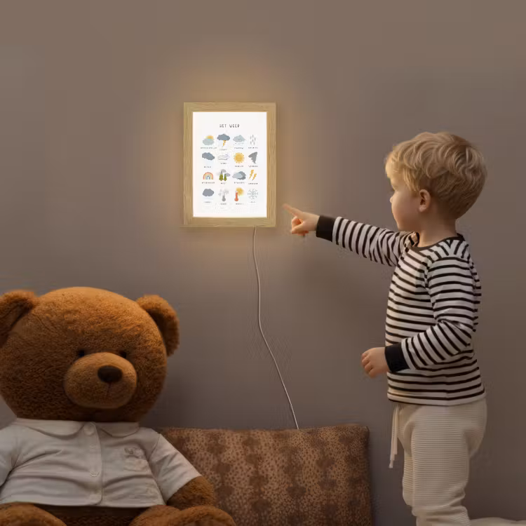 Het weer - Leren voor kinderen - Educatief - Regenboog - Zon Light Box met kabel klein -sfeer4a_kind