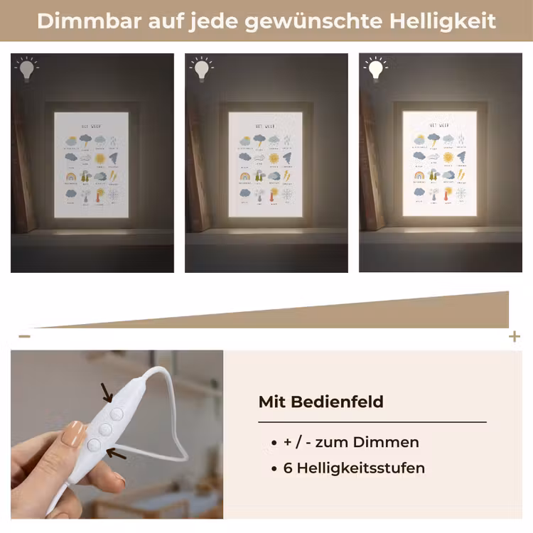 Het weer - Leren voor kinderen - Educatief - Regenboog - Zon Light Box met kabel klein -USP_dimbaarDE