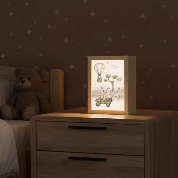 Wilde dieren - Safari - Watercolor - Luchtballon Light Box met kabel klein -sfeer1_kind