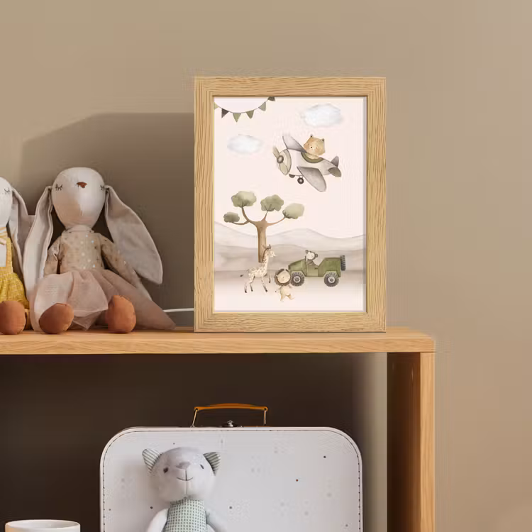 Wilde dieren - Safari - Pastel kleuren - Watercolor - Vliegtuig Light Box met kabel klein -sfeer2_kind