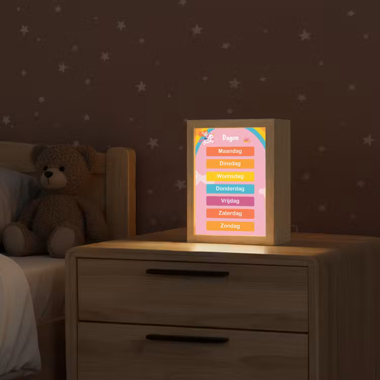 Dagen van de week - Educatief - Leren voor kinderen - Roze Light Box met kabel klein -sfeer1_kind