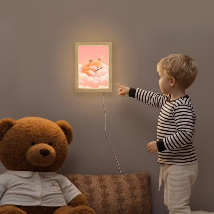 Wolken - Vos - Oranje - Sterren Light Box met kabel klein -sfeer4a_kind