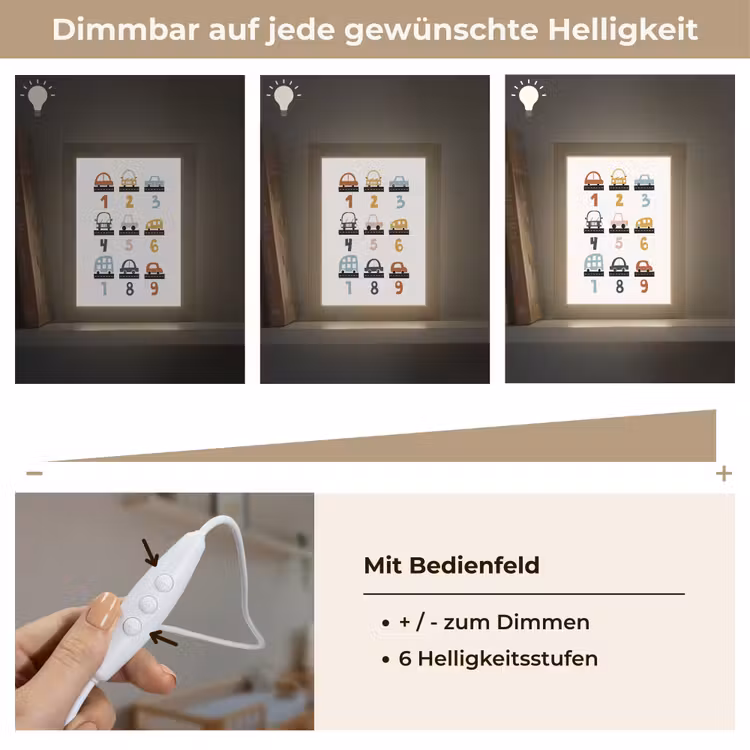 Getallen - Educatief - Leren tellen - Cijfers oefenen voor kinderen - Auto's - Voertuigen Light Box met kabel klein -USP_dimbaarDE