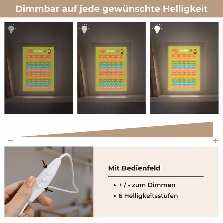 Getallen - Leren tellen voor kinderen - Getallenlijn - Cijfers - Educatief - Groen Light Box met kabel klein -USP_dimbaarDE