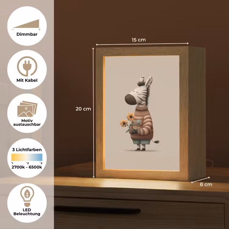 Zebra - Zonnebloemen - Warm Light Box met kabel (Kinderlampje) klein -USP_websiteoverzichtDE