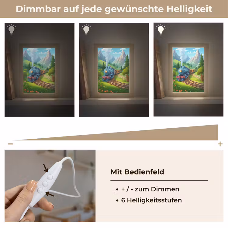 Trein - Bloemen - Kinderen - Natuur Light Box met kabel klein -USP_dimbaarDE