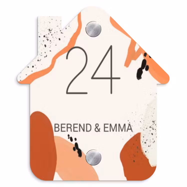 Abstract oranje - Klassiek Naambord Huisje klein -3d
