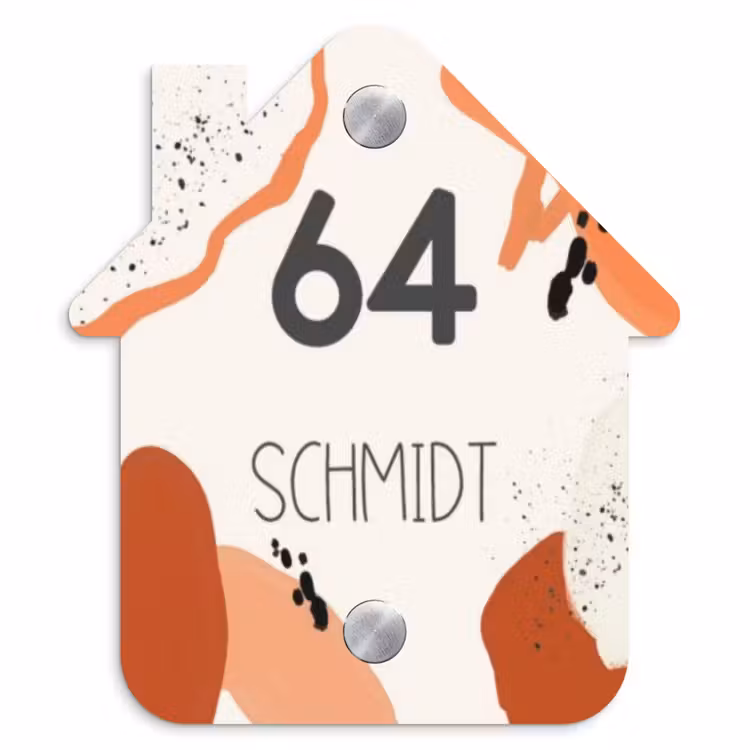 Abstract oranje - Modern Naambord Huisje klein -3d