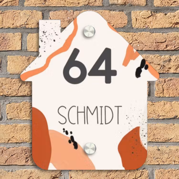 Abstract oranje - Modern Naambord Huisje klein -sfeer5