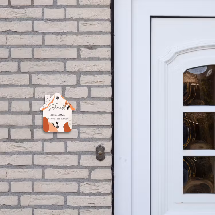 Abstract oranje - Sierlijk Naambord Huisje klein -sfeer1