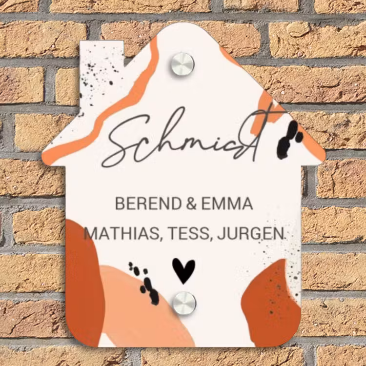 Abstract oranje - Sierlijk Naambord Huisje klein -sfeer5