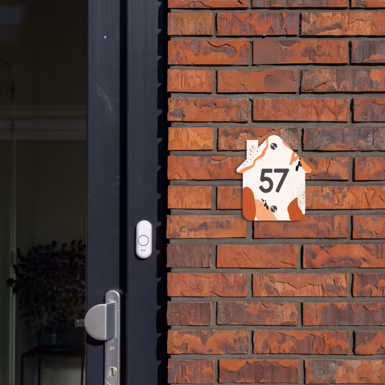 Abstract oranje - Traditioneel Naambord Huisje klein -sfeer2