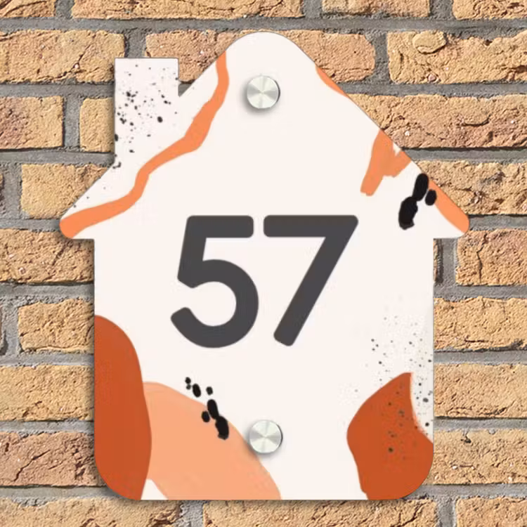 Abstract oranje - Traditioneel Naambord Huisje klein -sfeer5