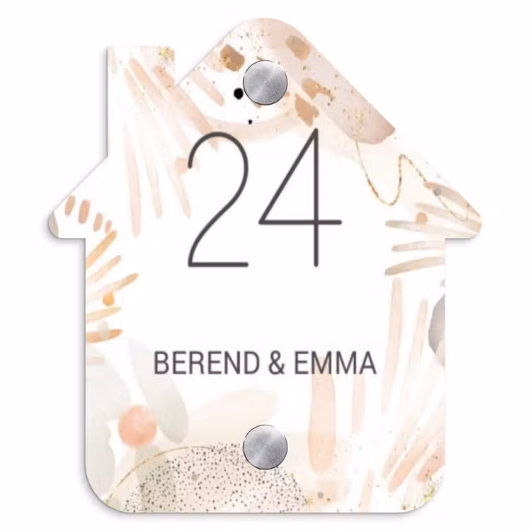 Abstract beige - Klassiek Naambord Huisje klein -3d