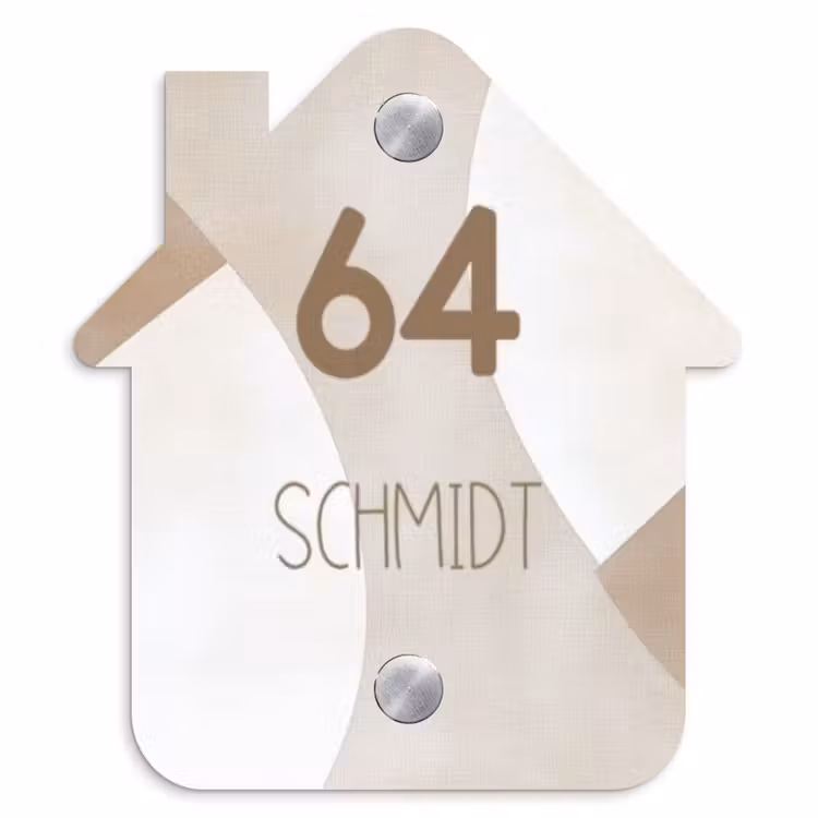 Abstract beige - Modern Naambord Huisje klein -3d