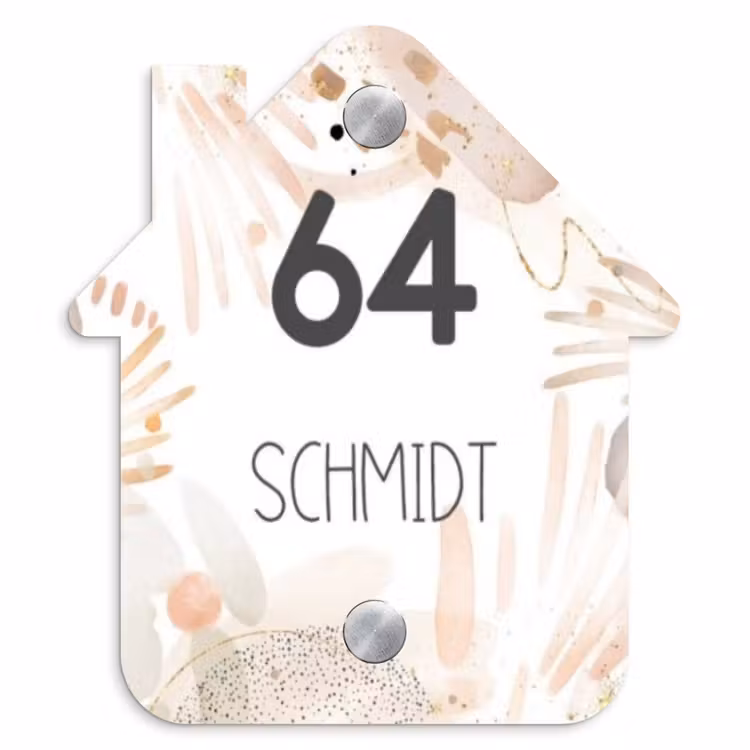 Abstract beige - Modern Naambord Huisje klein -3d