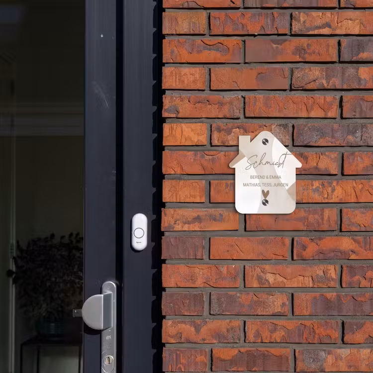 Abstract beige - Sierlijk Naambord Huisje klein -sfeer2