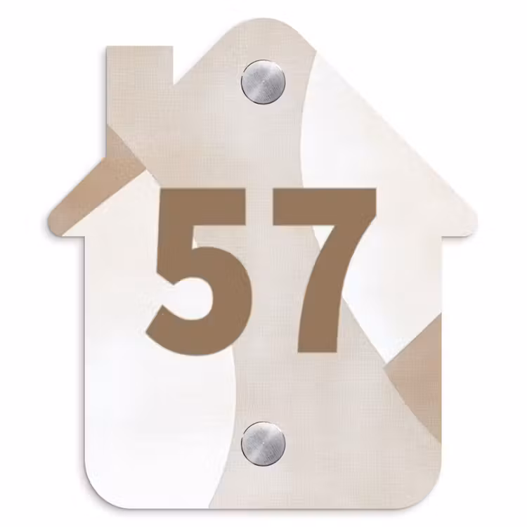 Abstract beige - Traditioneel Naambord Huisje klein -3d
