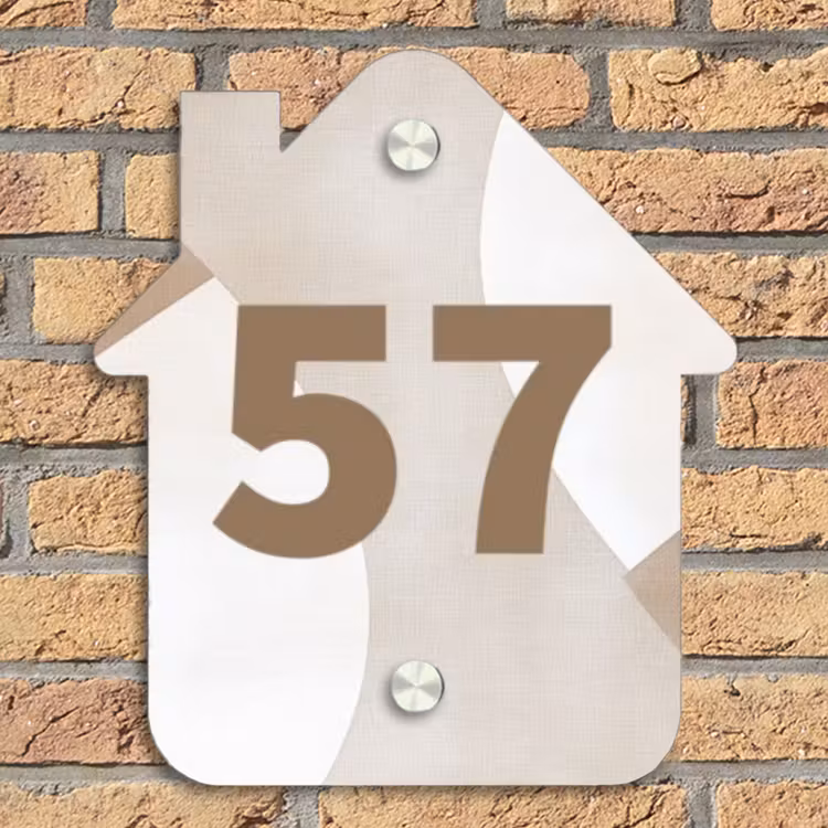 Abstract beige - Traditioneel Naambord Huisje klein -sfeer5