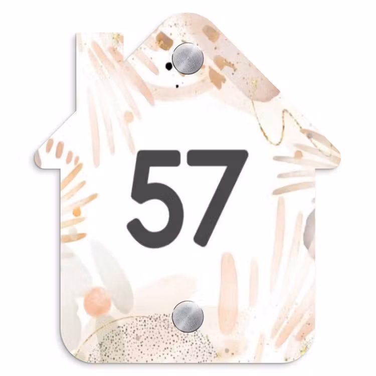 Abstract beige - Traditioneel Naambord Huisje klein -3d