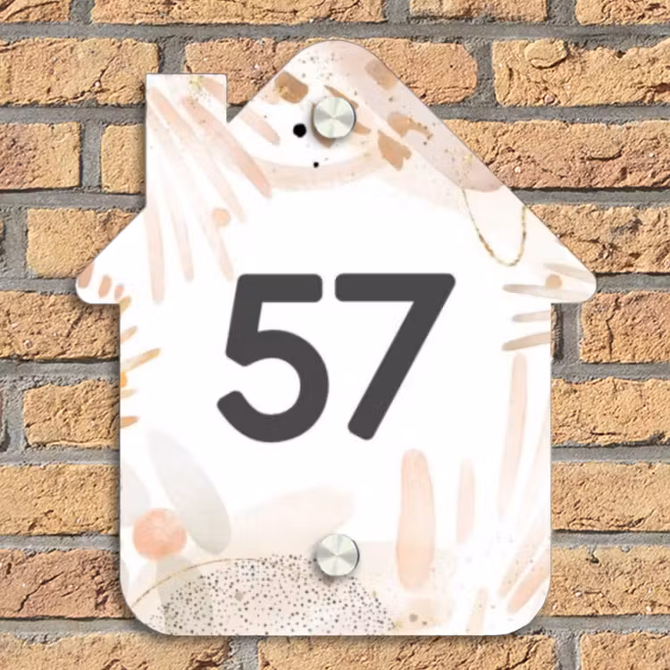 Abstract beige - Traditioneel Naambord Huisje klein -sfeer5