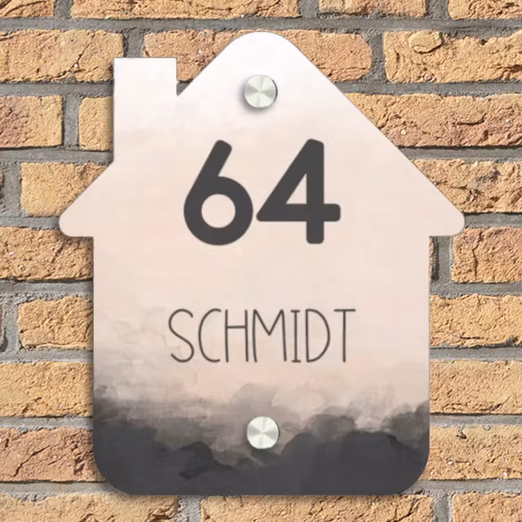 Aquarel - Beige - Modern Naambord Huisje klein -sfeer5