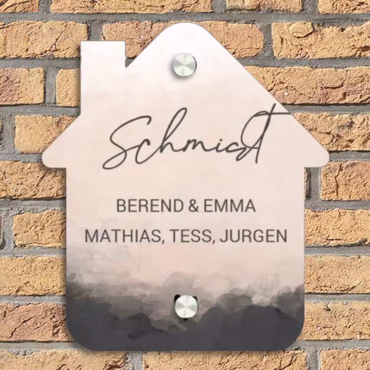 Aquarel - Beige - Sierlijk Naambord Huisje klein -sfeer5