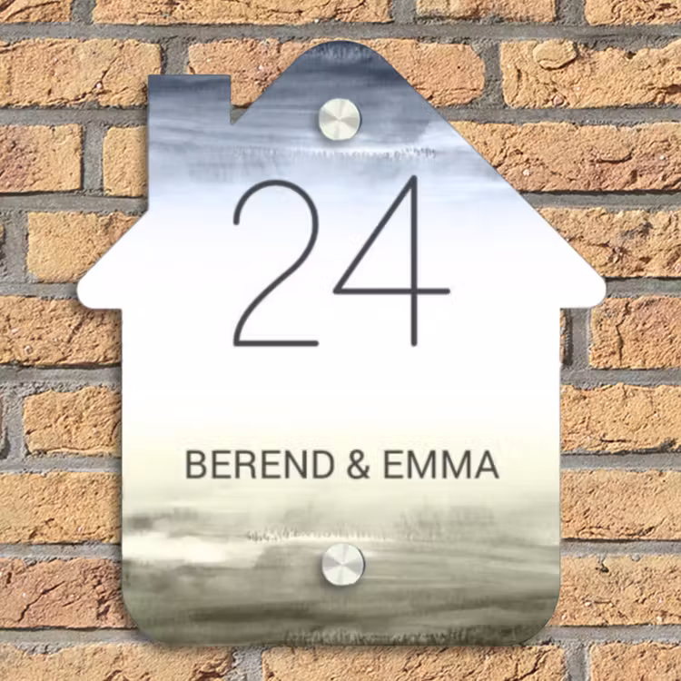 Aquarelachtergrond - Klassiek Naambord Huisje klein -sfeer5
