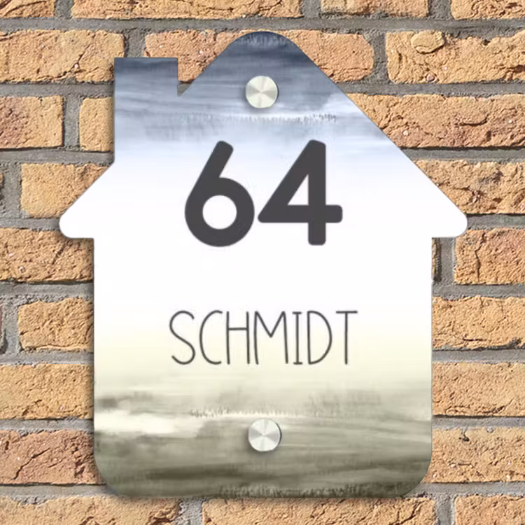 Aquarelachtergrond - Modern Naambord Huisje klein -sfeer5