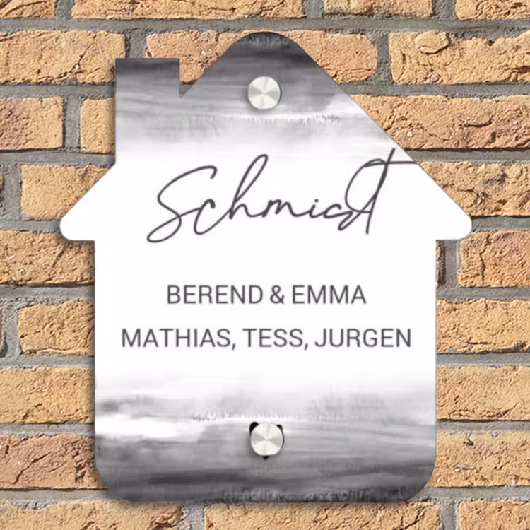Aquarel - Zwart wit - Sierlijk Naambord Huisje klein -sfeer5