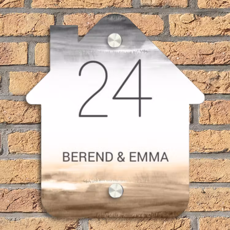Aquarelachtergrond - Zwart beige - Klassiek Naambord Huisje klein -sfeer5