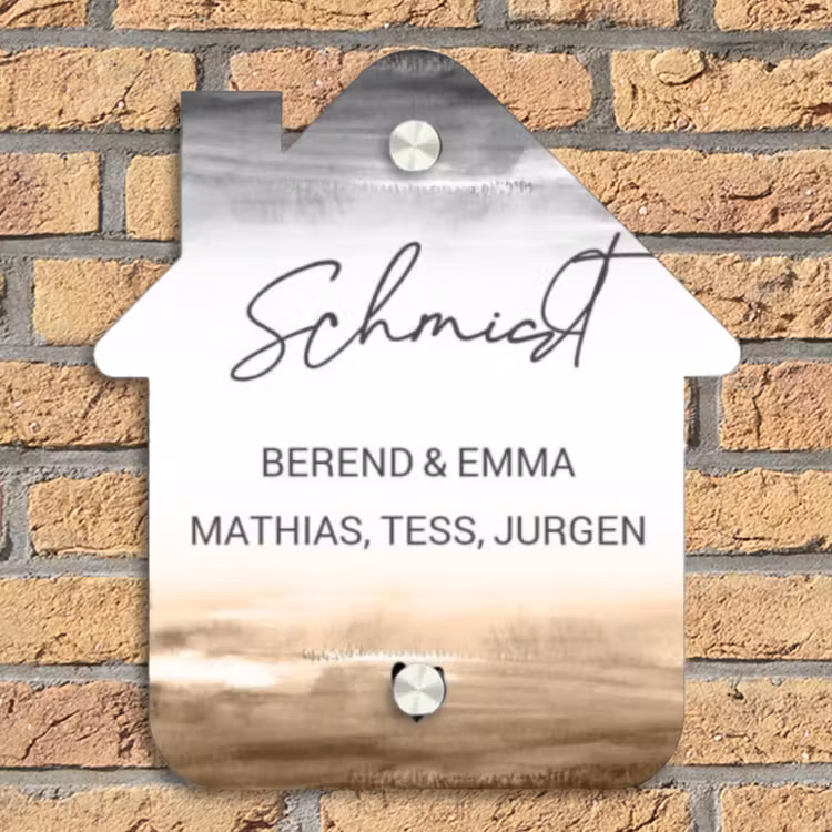 Aquarelachtergrond - Zwart beige - Sierlijk Naambord Huisje klein -sfeer5