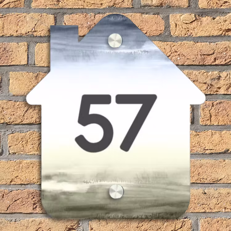 Aquarelachtergrond - Traditioneel Naambord Huisje klein -sfeer5