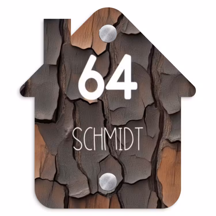 Boomschors - Modern Naambord Huisje klein -3d