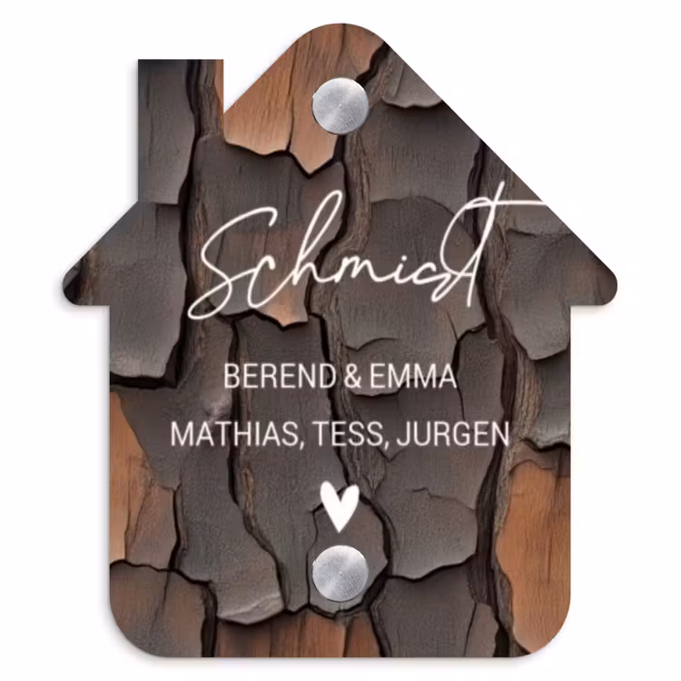 Boomschors - Sierlijk Naambord Huisje klein -3d