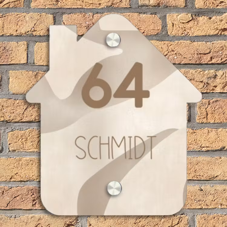 Beige organisch - Modern Naambord Huisje klein -sfeer5