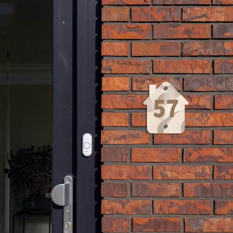 Beige organisch - Traditioneel Naambord Huisje klein -sfeer2