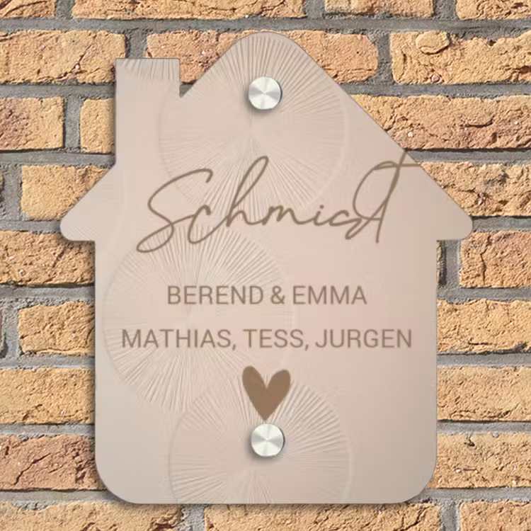 Beige reliëf lijnen - Sierlijk Naambord Huisje klein -sfeer5