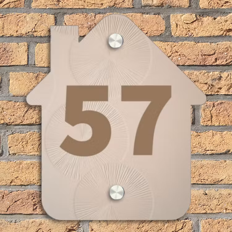 Beige reliëf lijnen - Traditioneel Naambord Huisje klein -sfeer5