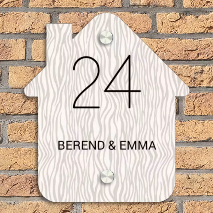 Beige golvende strepen - Klassiek Naambord Huisje klein -sfeer5