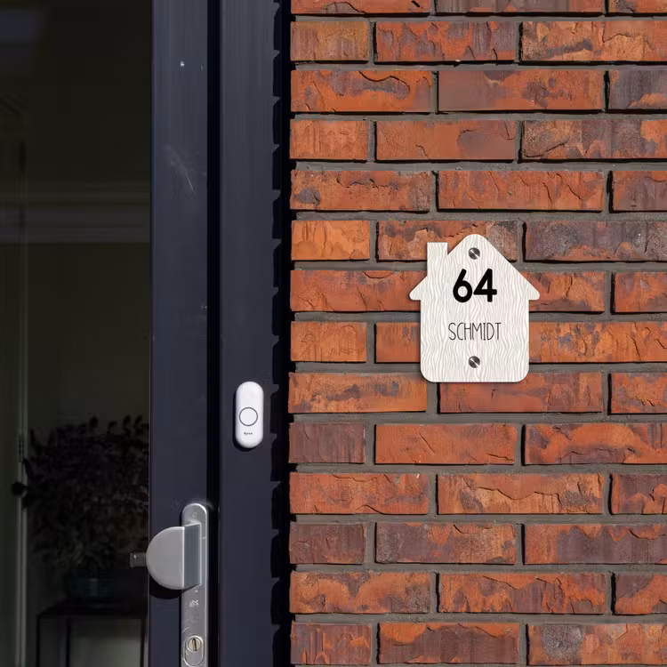 Beige golvende strepen - Modern Naambord Huisje klein -sfeer2