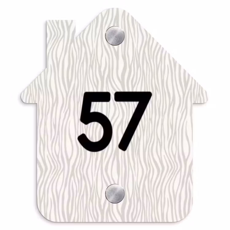 Beige golvende strepen - Traditioneel Naambord Huisje klein -3d