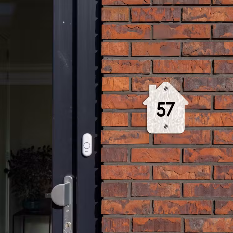 Beige golvende strepen - Traditioneel Naambord Huisje klein -sfeer2