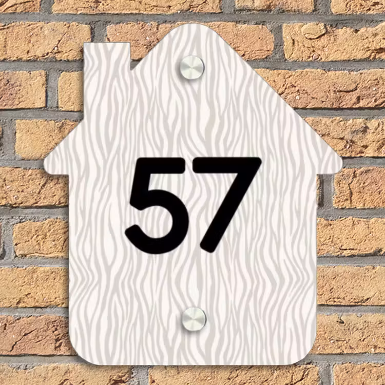 Beige golvende strepen - Traditioneel Naambord Huisje klein -sfeer5