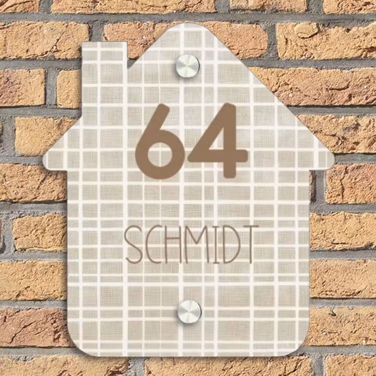 Beige raster - Modern Naambord Huisje klein -sfeer5
