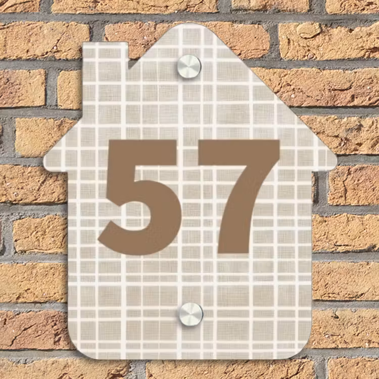 Beige raster - Traditioneel Naambord Huisje klein -sfeer5