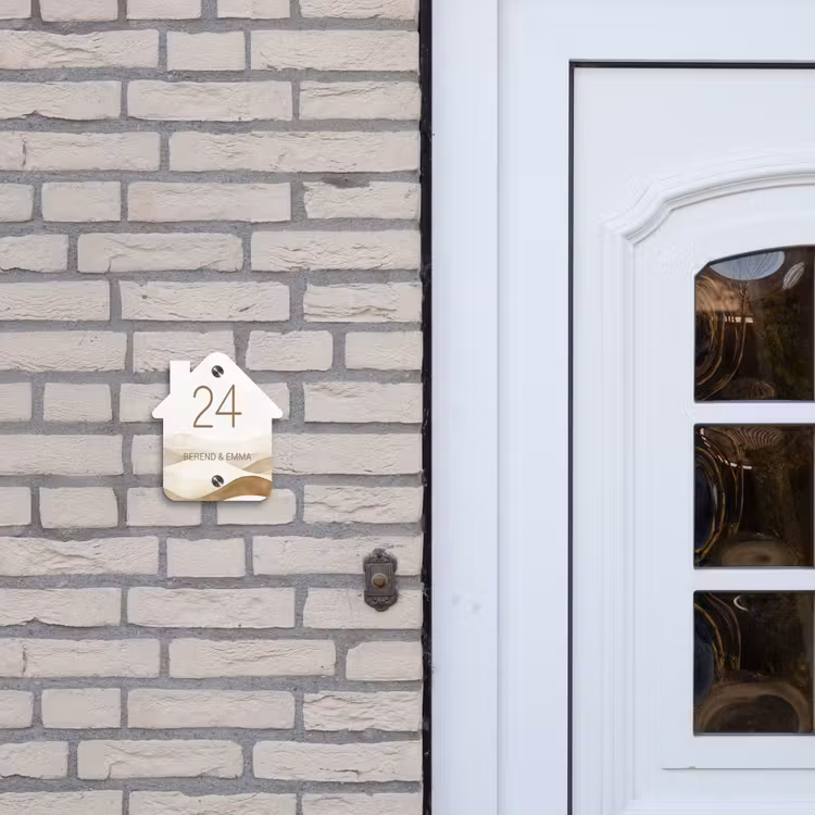 Beige landschap - Klassiek Naambord Huisje klein -sfeer1